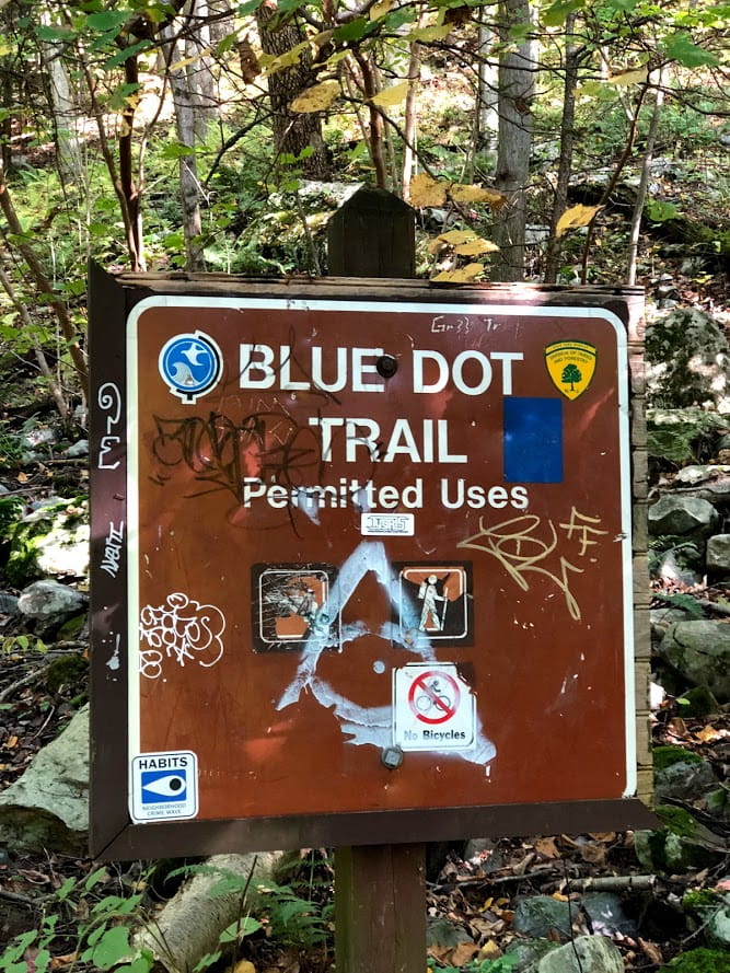 Blue Dot Trail Sign at Delaware Water Gap