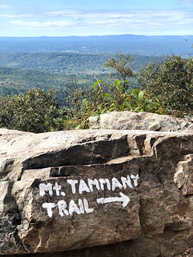 Mt. Tammany Trail Painted on Rock at Overlook